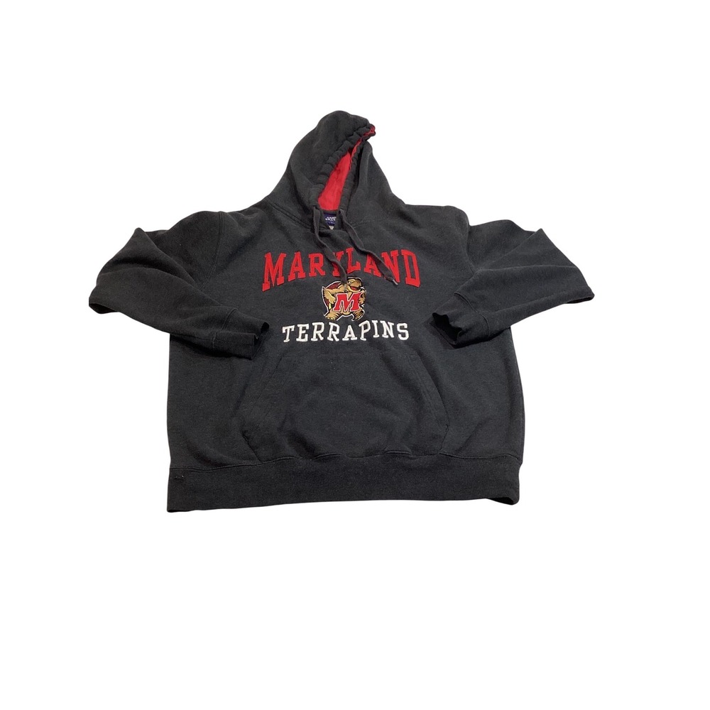 Campus Heritage Maryland Terrapins Hoodie Mens L Gray Embroidered Mascot NCAA